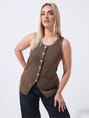 Yours Curve Brown Limited Knitted Waistcoat - Image 4 of 6