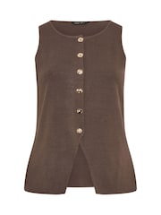 Yours Curve Brown Limited Knitted Waistcoat - Image 5 of 6