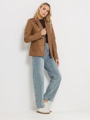 Long Tall Sally Brown Premium Leather Jacket - Image 2 of 5