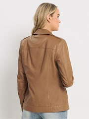 Long Tall Sally Brown Premium Leather Jacket - Image 3 of 5