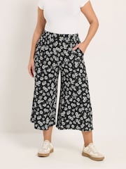 أسود - Yours Curve Jersey Culotte Trousers - صورة 1 من 5