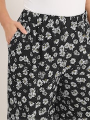 أسود - Yours Curve Jersey Culotte Trousers - صورة 4 من 5