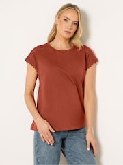 Long Brown Rickrack Trim T-Shirt - Image 1 of 5
