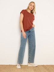 Long Brown Rickrack Trim T-Shirt - Image 2 of 5