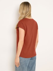 Long Brown Rickrack Trim T-Shirt - Image 3 of 5
