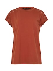 Long Brown Rickrack Trim T-Shirt - Image 5 of 5