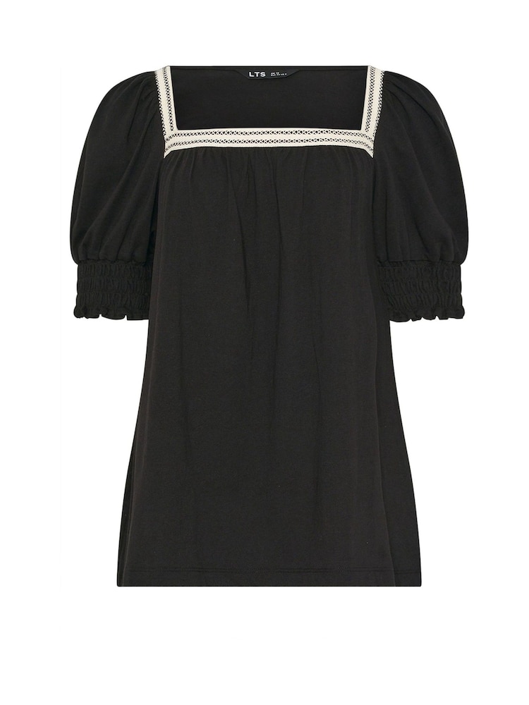 Long Tall Sally Black Lace Square Neck T-Shirt - Image 3 of 3