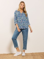 M&Co Blue Long Sleeve Pintuck Blouse - Image 3 of 5