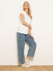 Long Cream Lace Insert Neck Top - Image 2 of 5