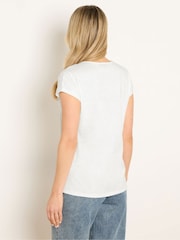 Long Cream Lace Insert Neck Top - Image 3 of 5