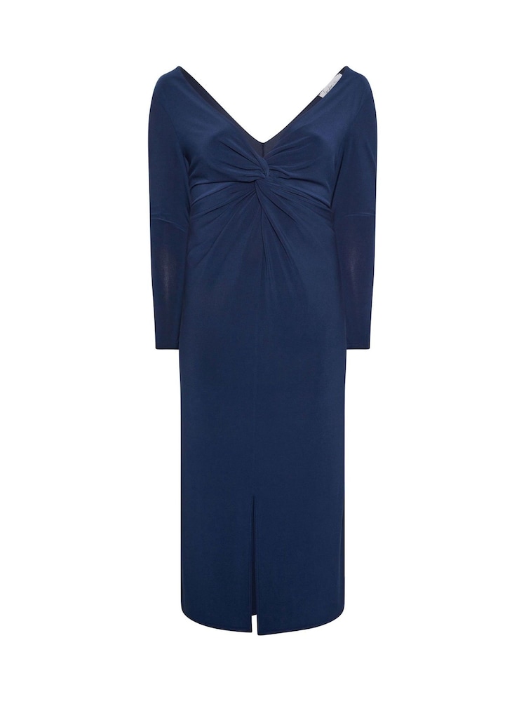 Yours Curve Blue London Long Sleeve Knot ITY Maxi Dress - Image 5 of 5 Yours Curve Blue London Long Sleeve Knot ITY Maxi Dress - Image 5 of 5