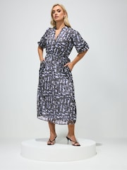 Yours Curve Blue Floral London Shirt Dress - Image 1 of 5