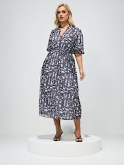 Yours Curve Blue Floral London Shirt Dress - Image 2 of 5