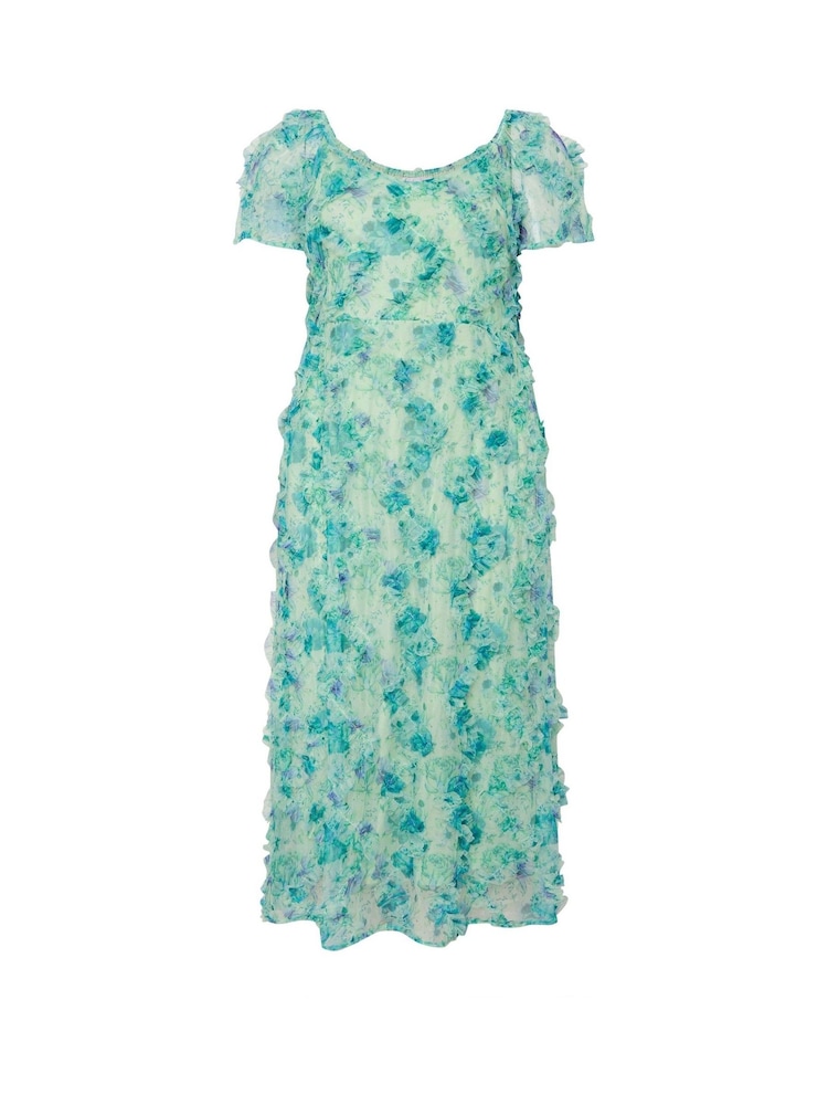 Yours Curve Green London Ruffle Maxi Dress - Image 5 of 5