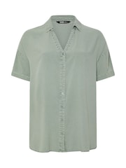 Yours Curve Green Short Sleeve Chambray Shirt - Image 5 of 5