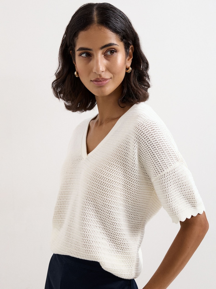 Phase Eight Cream Amira Texture Jumper - Image 1 of 6