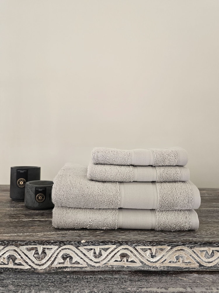 Casa Lusso 4 Piece Silver Cloud Charm Hotel Micro Modal and Turkish Cotton Towel Set - Image 1 of 5