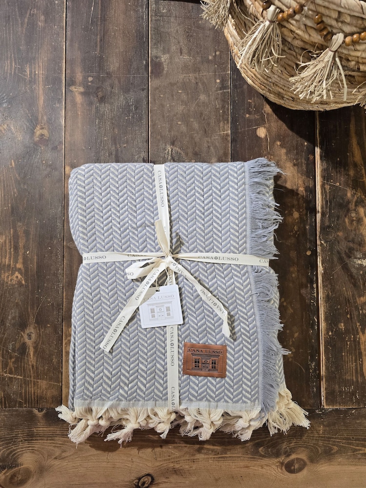 Casa Lusso Boone Turkish Cotton Fringed Throw - Bild 1 von 5