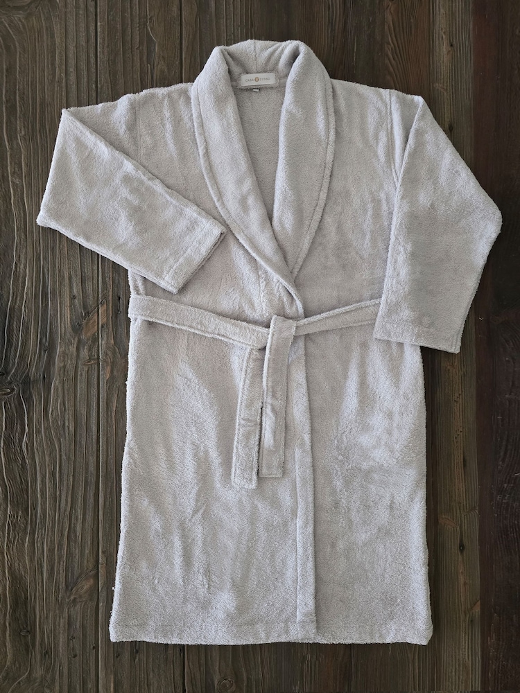Casa Lusso Silver Cloud Charm Hotel Micro Modal and Turkish Cotton Shawl Collar Bathrobe - Image 1 of 5