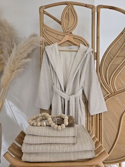 Casa Lusso Sandshell Supine Linen and Turkish Cotton Hooded Bathrobe - Image 1 of 5
