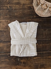 Casa Lusso Sandshell Supine Linen and Turkish Cotton Hooded Bathrobe - Image 2 of 5