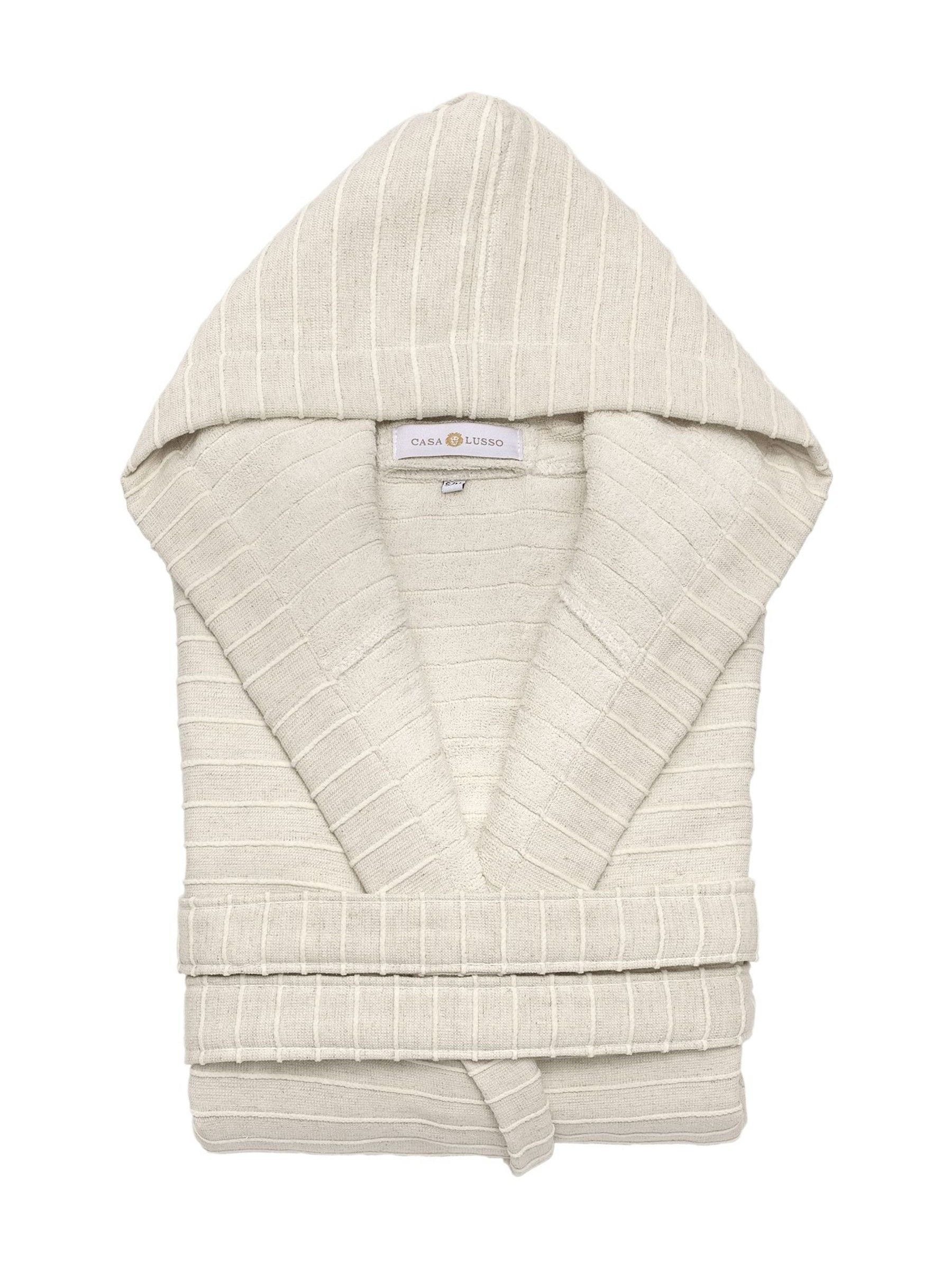 ち*な様 nest robe confect Brushed Linen Car Buy Casa Lusso Sandshell Supine Linen and Turkish Cotton Hooded