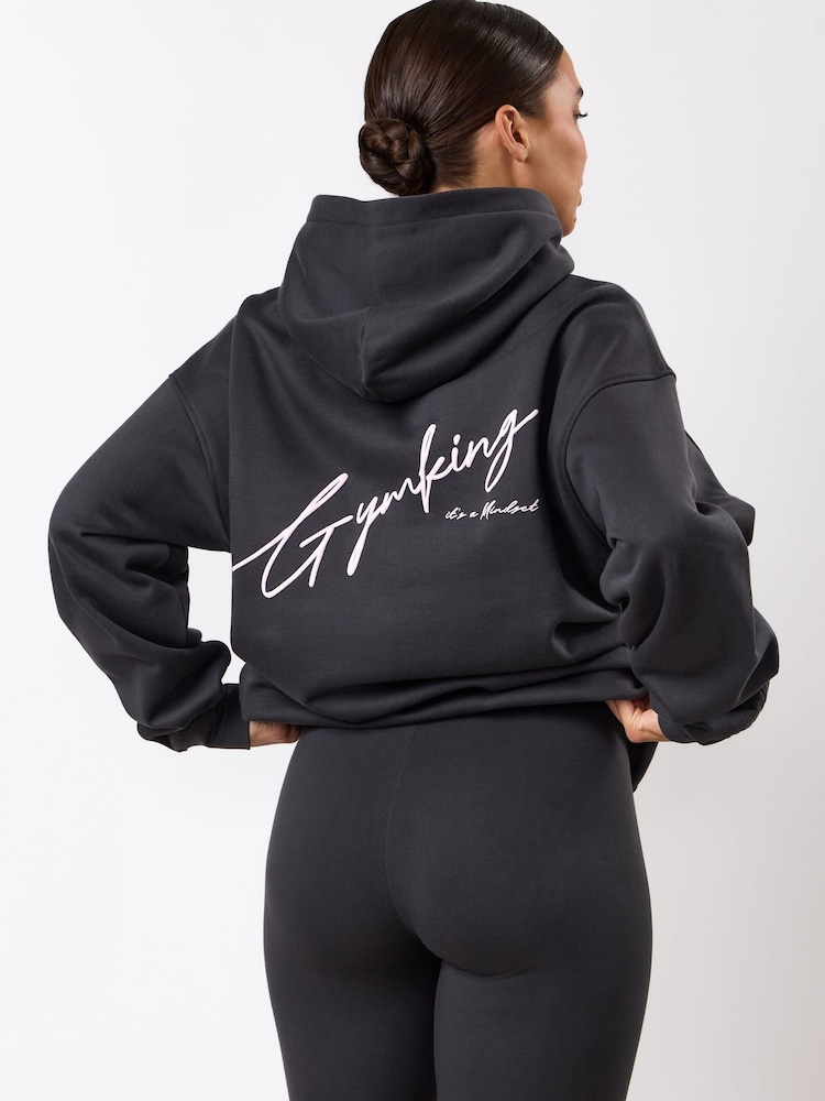 Ачык боз - Gym King GK Script Mindset Hoodie - 3ичинен 2 сүрөт