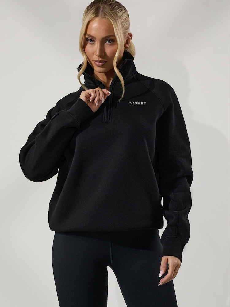 Gym King Black GK Raglan Sleeve Jumper - Image 1 of 4