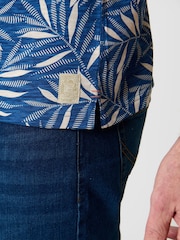 Saltwell Blue All-Over Leaf Print Cotton Polo Shirt - Image 4 of 5