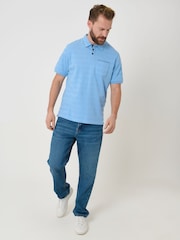 Saltwell Blue Popcorn Stripe Short Sleeve Cotton Polo Shirt - Image 3 of 5