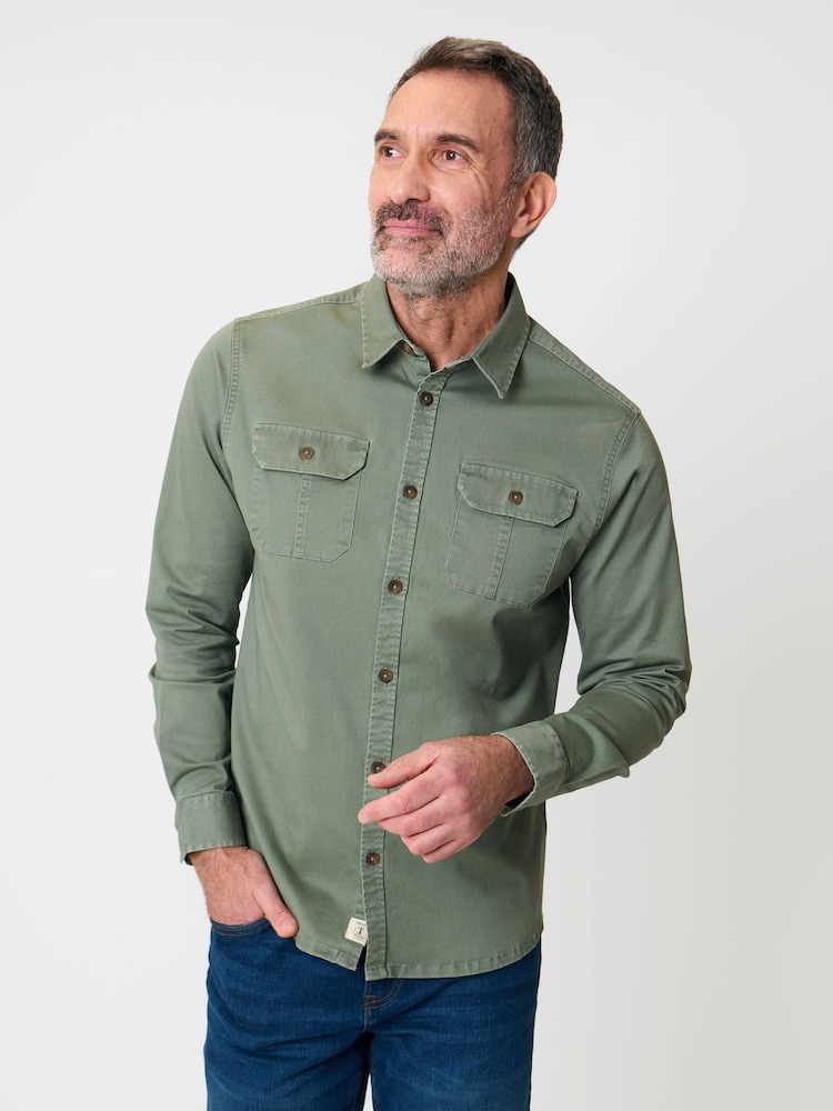 グリーン - Saltwell リネンコットン混 長袖シャツ - 画像 1 / 4