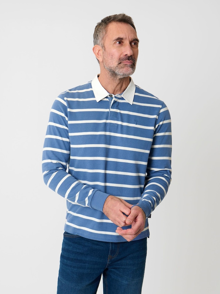 Saltwell Stripe Cotton Long Sleeve Polo Shirt - Image 1 of 4