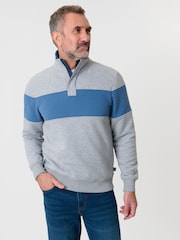 Saltwell Chest Stripe Quarter Zip Sweatshirt - Image 1 of 4