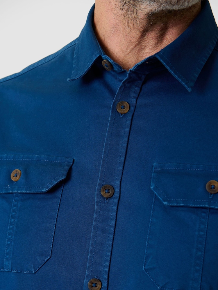 ブルー - Saltwell リネンコットン混 長袖シャツ - 画像 4 / 4