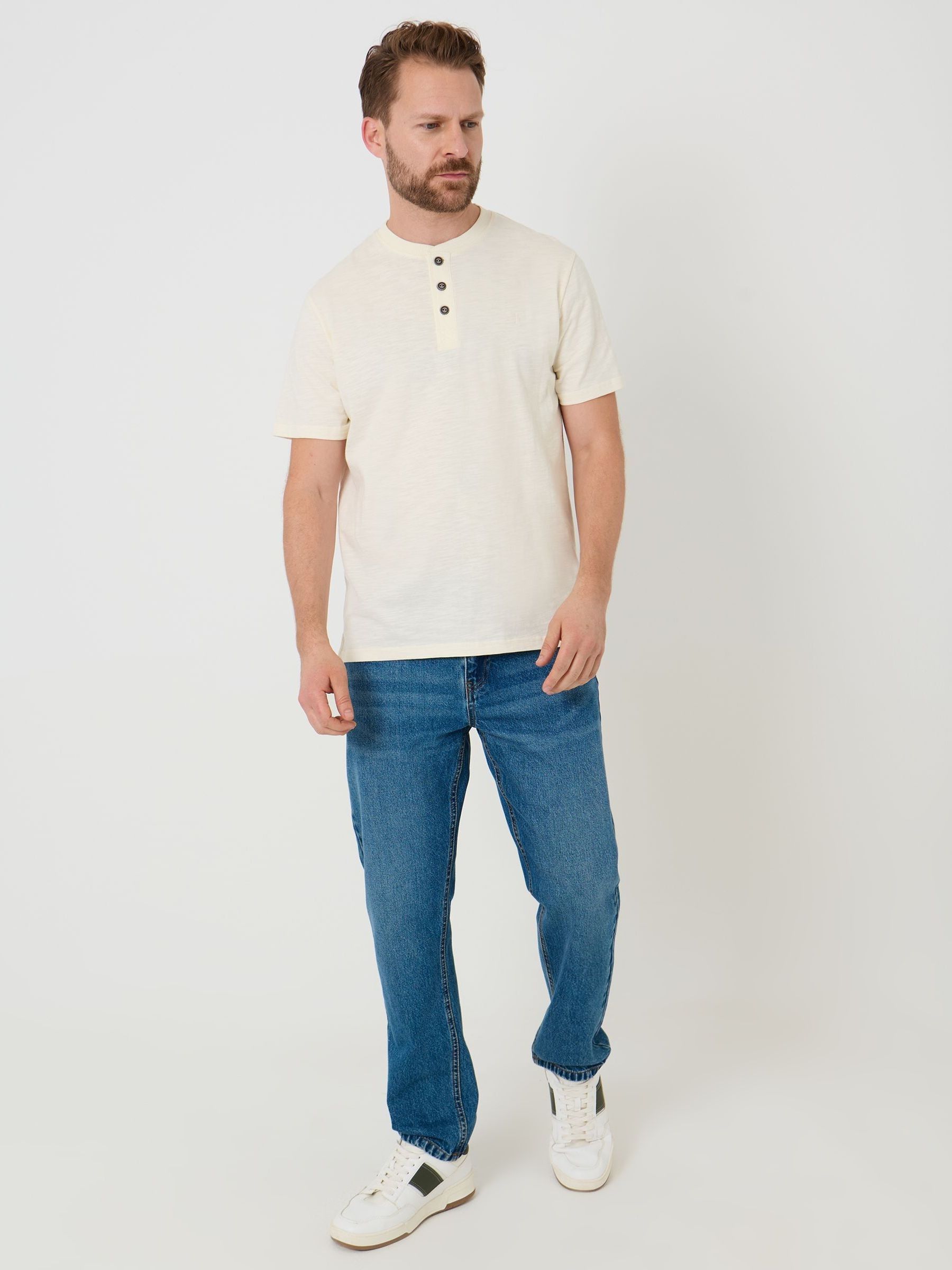 Buy Saltwell Ecru Peached Cotton Grandad T-Shirt from the Next UK ...