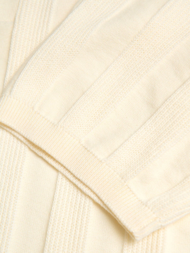Saltwell Cream Ribbed Short Sleeve Cotton Polo Shirt - Image 7 of 7
