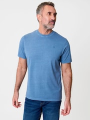 Saltwell Blue Garment Dye Cotton Jersey Crew Neck T-Shirt - Image 1 of 4