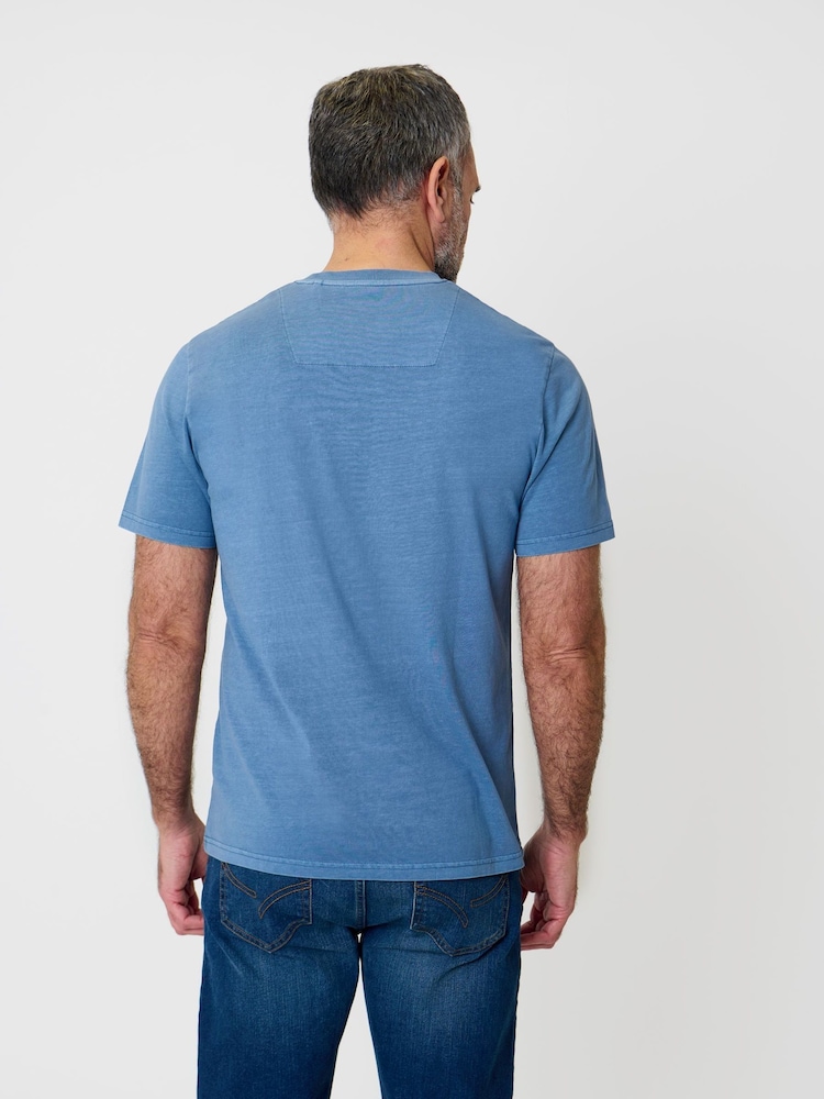 Saltwell Blue Garment Dye Cotton Jersey Crew Neck T-Shirt - Image 2 of 4