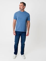 Saltwell Blue Garment Dye Cotton Jersey Crew Neck T-Shirt - Image 3 of 4