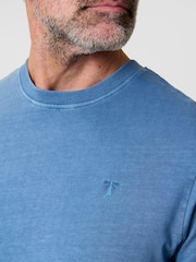 Saltwell Blue Garment Dye Cotton Jersey Crew Neck T-Shirt - Image 4 of 4