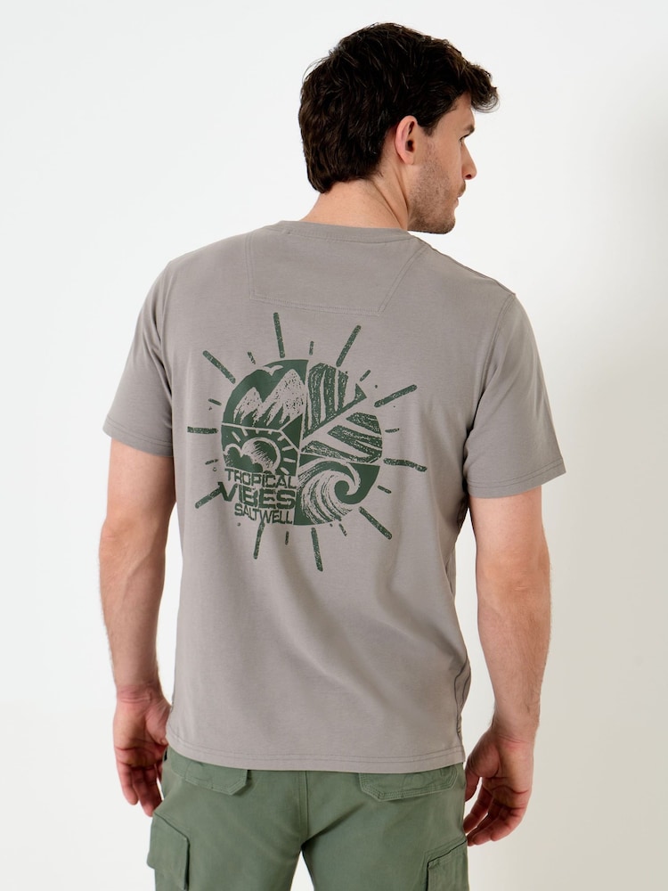 Saltwell Grey Tropical Vibes Print Cotton T-Shirt - Image 1 of 5