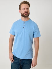 Saltwell Blue Peached Cotton Grandad T-Shirt - Image 1 of 5