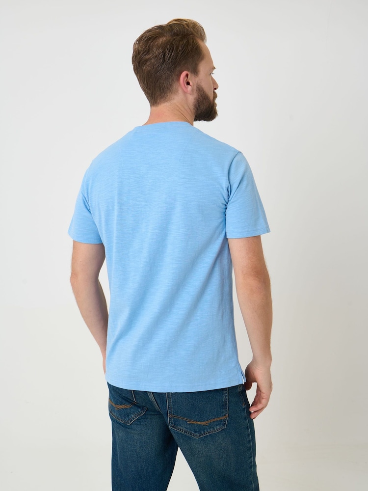 Saltwell Blue Peached Cotton Grandad T-Shirt - Image 2 of 5