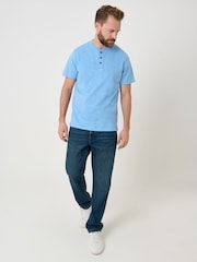Saltwell Blue Peached Cotton Grandad T-Shirt - Image 3 of 5