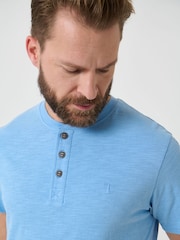 Saltwell Blue Peached Cotton Grandad T-Shirt - Image 4 of 5