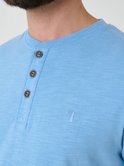 Saltwell Blue Peached Cotton Grandad T-Shirt - Image 5 of 5