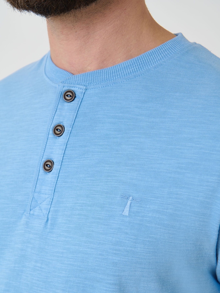 Saltwell Blue Peached Cotton Grandad T-Shirt - Image 5 of 5