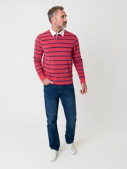 Saltwell Stripe Cotton Long Sleeve Polo Shirt - Image 3 of 4