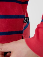 Saltwell Red Stripe Cotton Long Sleeve Polo Shirt - Image 6 of 6