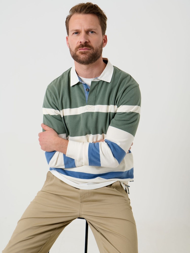 Saltwell Langarm-Poloshirt aus Baumwolle mit Streifen - Bild 6 von 6